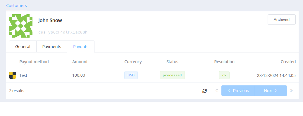 Виплати у базі даних про клієнта