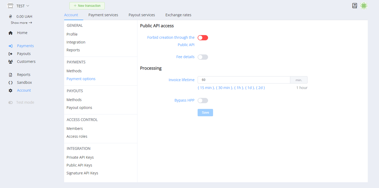 Налаштування платежів